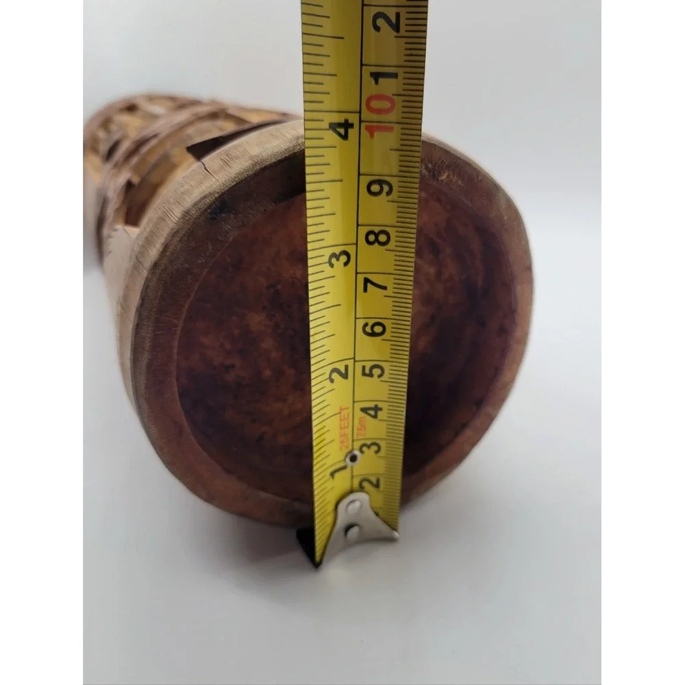 Chinese Bamboo Brush‎ Pot Carved Wooden Asian Flower Vase